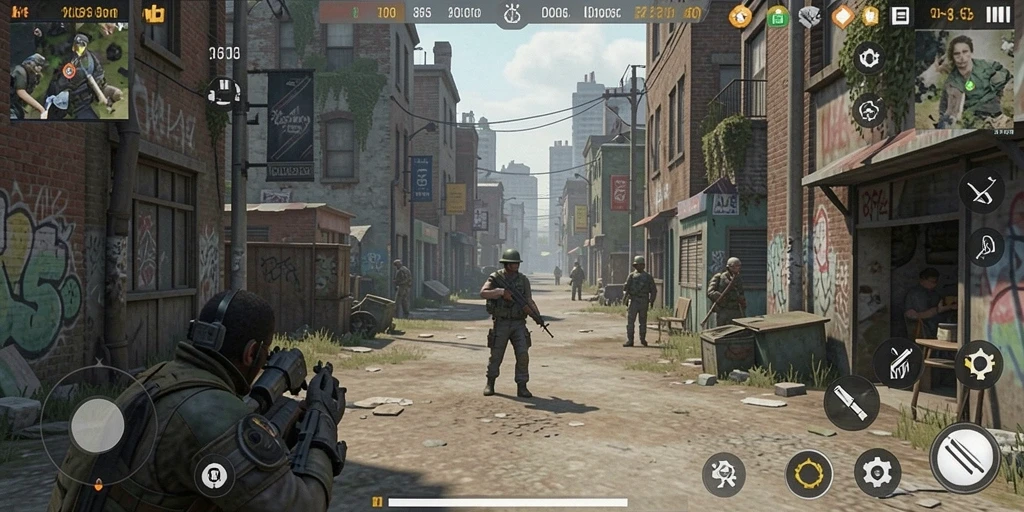 Screenshot menampilkan karakter utama dalam pertempuran epik.
